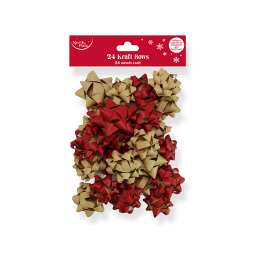 Picture of CHRISTMAS KRAFT BOWS 24PK